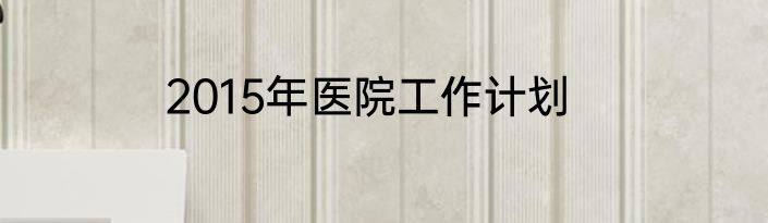 2015年医院工作计划