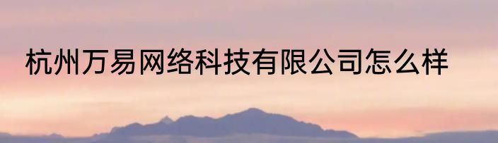杭州万易网络科技有限公司怎么样