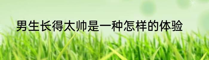 男生长得太帅是一种怎样的体验