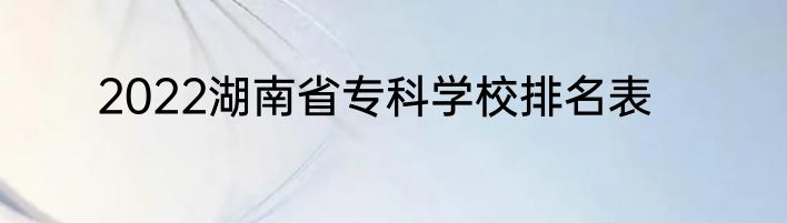 2022湖南省专科学校排名表