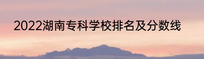 2022湖南专科学校排名及分数线