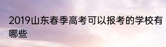 2019山东春季高考可以报考的学校有哪些