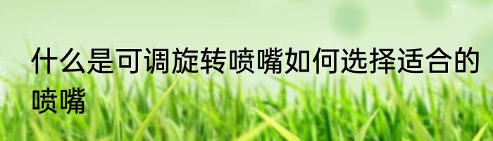 什么是可调旋转喷嘴如何选择适合的喷嘴