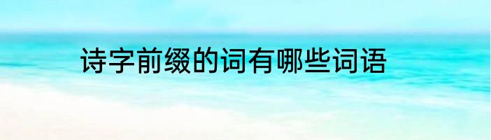 诗字前缀的词有哪些词语