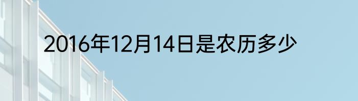 2016年12月14日是农历多少