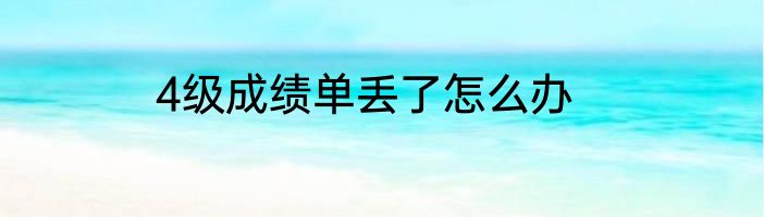 4级成绩单丢了怎么办