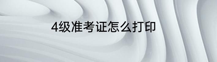 4级准考证怎么打印