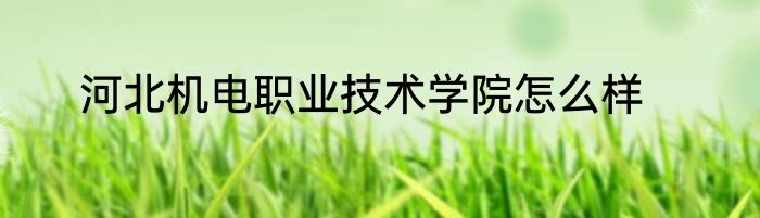 河北机电职业技术学院怎么样