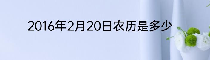 2016年2月20日农历是多少