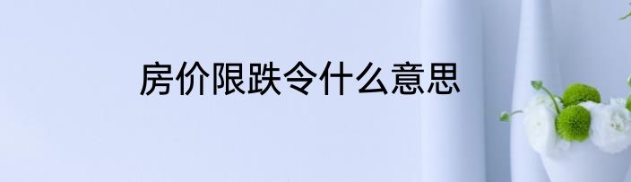 房价限跌令什么意思
