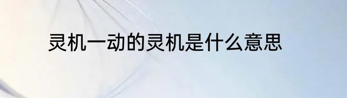 灵机一动的灵机是什么意思