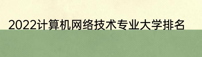 2022计算机网络技术专业大学排名