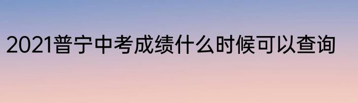 2021普宁中考成绩什么时候可以查询