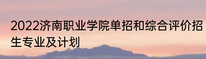 2022济南职业学院单招和综合评价招生专业及计划