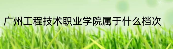 广州工程技术职业学院属于什么档次