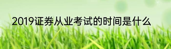 2019证券从业考试的时间是什么