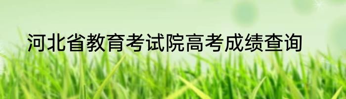 河北省教育考试院高考成绩查询