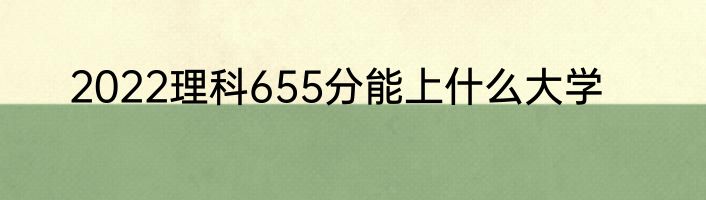 2022理科655分能上什么大学
