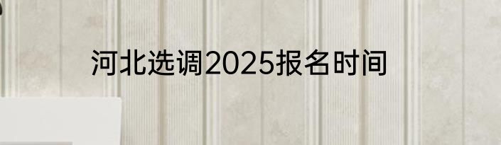 河北选调2025报名时间