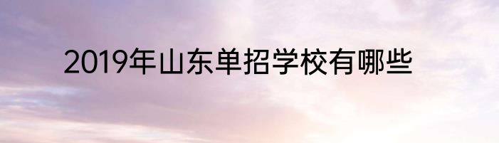 2019年山东单招学校有哪些