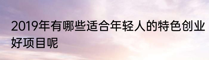 2019年有哪些适合年轻人的特色创业好项目呢