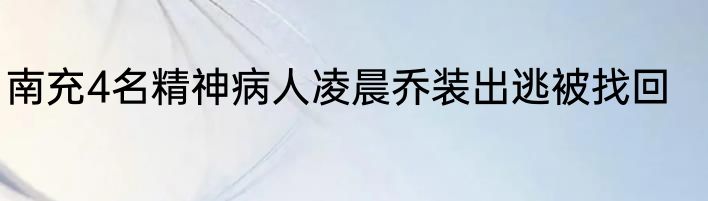 南充4名精神病人凌晨乔装出逃被找回