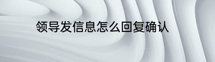 领导发信息怎么回复确认