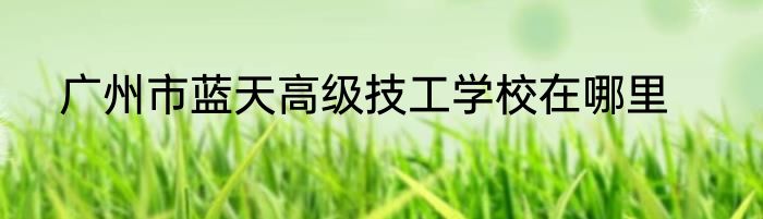 广州市蓝天高级技工学校在哪里