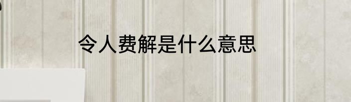 令人费解是什么意思