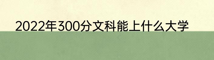 2022年300分文科能上什么大学