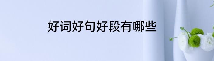 好词好句好段有哪些