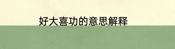 好大喜功的意思解释