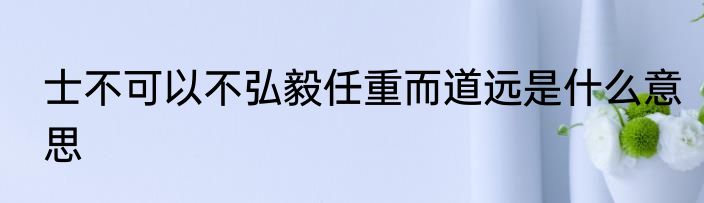 士不可以不弘毅任重而道远是什么意思