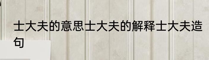 士大夫的意思士大夫的解释士大夫造句