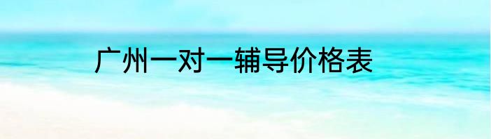 广州一对一辅导价格表