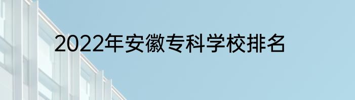 2022年安徽专科学校排名