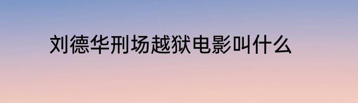 刘德华刑场越狱电影叫什么
