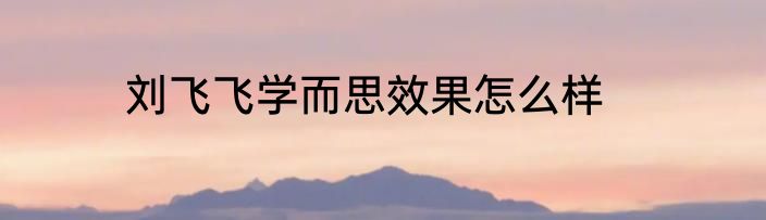 刘飞飞学而思效果怎么样