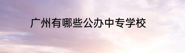 广州有哪些公办中专学校