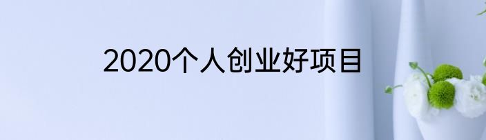 2020个人创业好项目