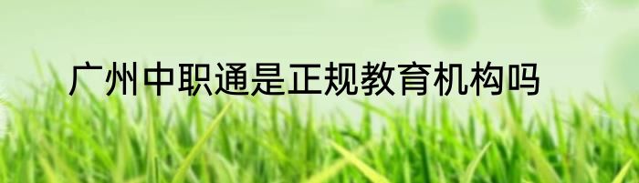 广州中职通是正规教育机构吗