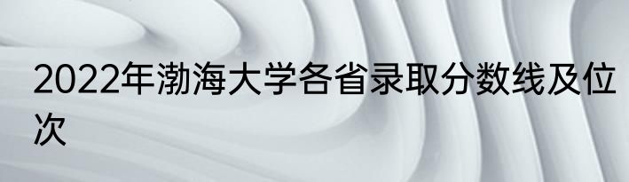 2022年渤海大学各省录取分数线及位次