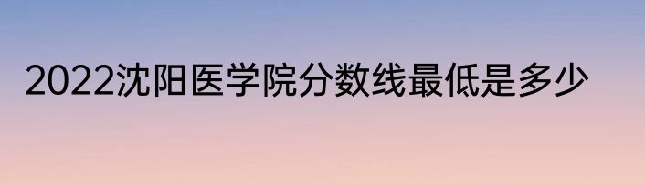 2022沈阳医学院分数线最低是多少
