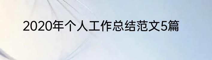 2020年个人工作总结范文5篇