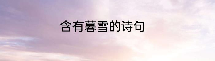 含有暮雪的诗句