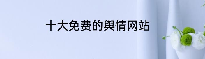 十大免费的舆情网站