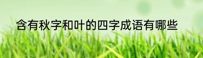 含有秋字和叶的四字成语有哪些