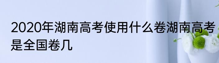 2020年湖南高考使用什么卷湖南高考是全国卷几