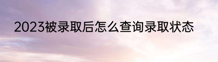2023被录取后怎么查询录取状态
