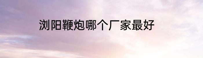 浏阳鞭炮哪个厂家最好